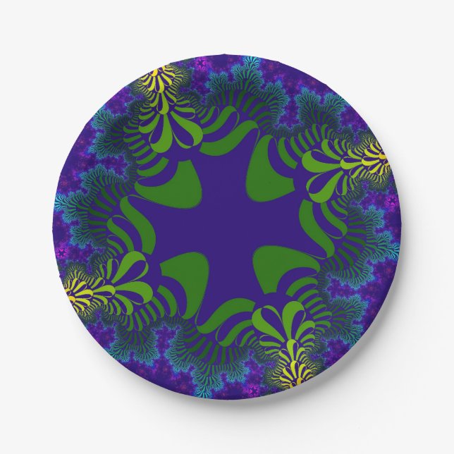 Green and Blue Cross Paper Plates (Front)