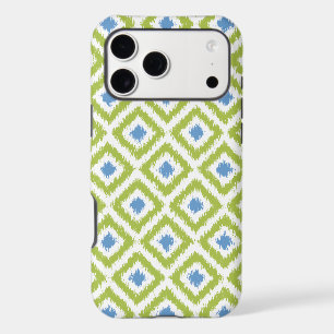 Green and Blue Diamond Ikat Pattern iPhone 17 Pro Max Case