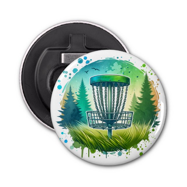 Green and Blue Disc Golf Themed Bottle Opener (Front)