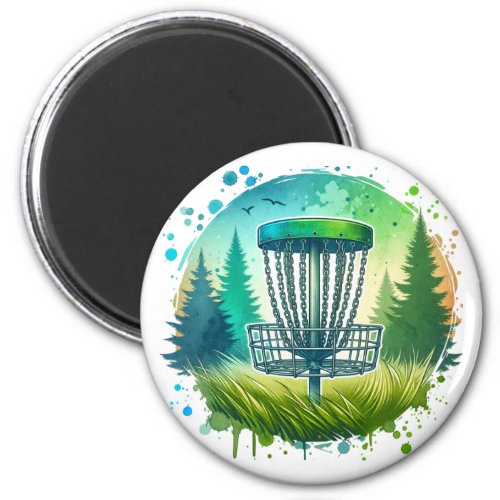 Green and Blue Disc Golf Themed Magnet