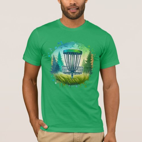 Green and Blue Disc Golf Themed T_Shirt