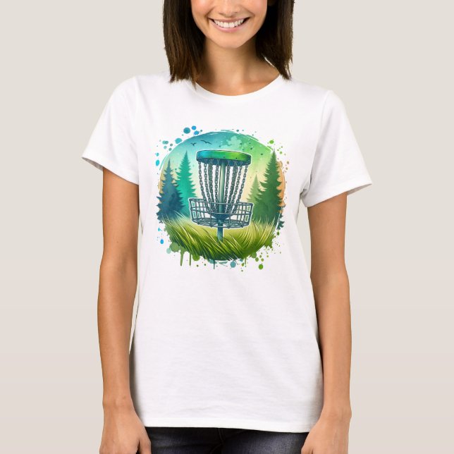 Green and Blue Disc Golf Themed T-Shirt (Front)
