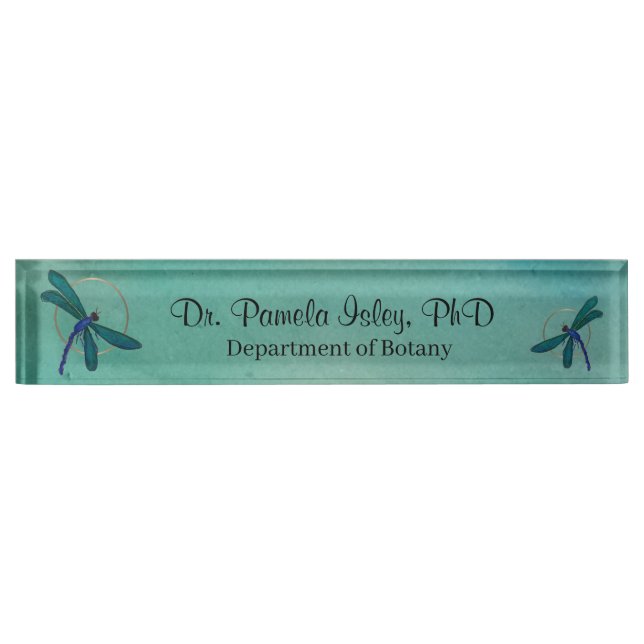 Green and Blue Dragonfly Name Plate (Front)