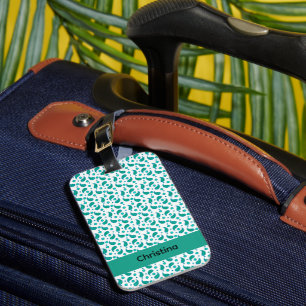 Green and Blue Floral Paisely Personalize Luggage Tag