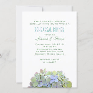 Green and Blue Flowers Rehearsal Dinner Invite