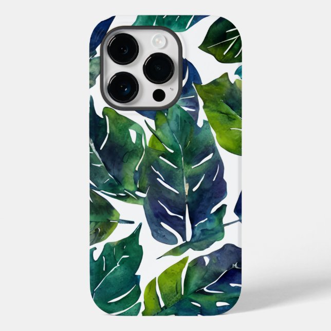 Green and Blue Foliage Philodendron Botanical   Case-Mate iPhone Case (Back)