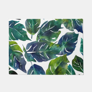 Green and Blue Foliage Philodendron Botanical   Doormat