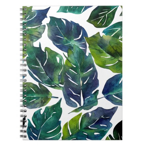 Green and Blue Foliage Philodendron Botanical   Notebook