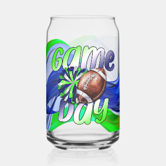 Green and Blue football team colors Can Glass