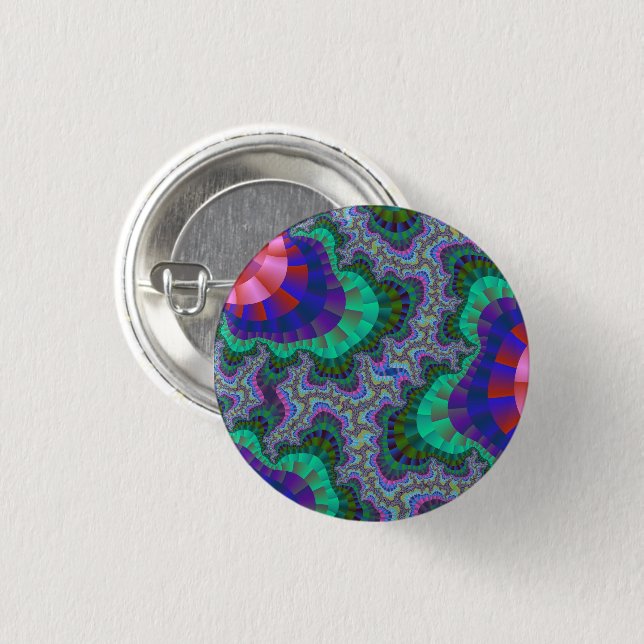 Green and Blue Gear Pinback Button (Front & Back)