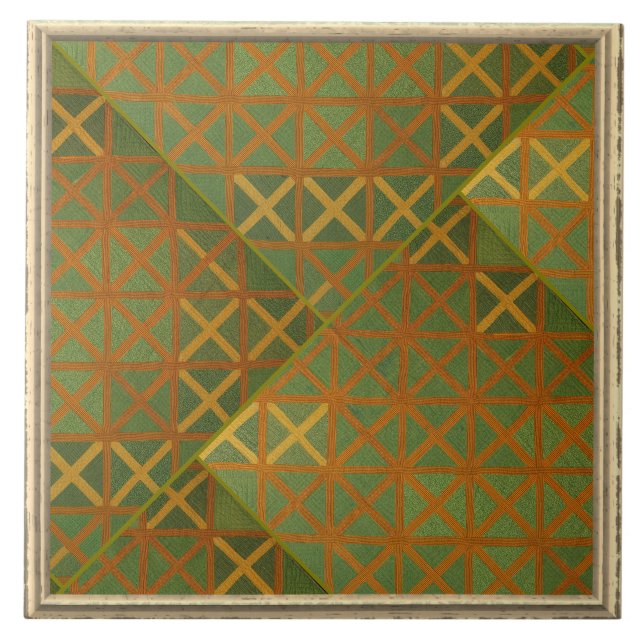 Green And Blue Geometrical Abstract Ceramic Tile (Front)