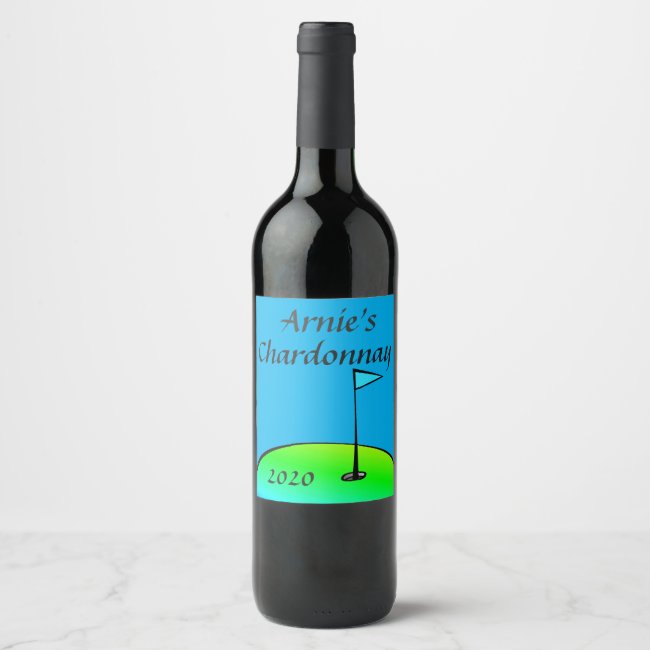 Green and Blue Golf Lovers Wine Label