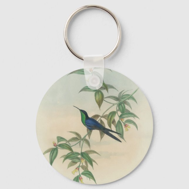 Green and Blue Gould Hummingbird Keychain (Front)