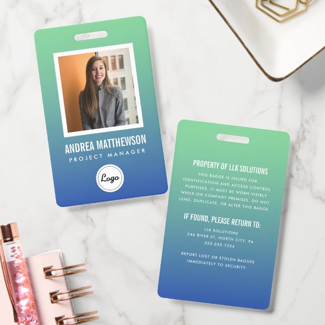 Green and Blue Gradient Employee  Badge (Office)