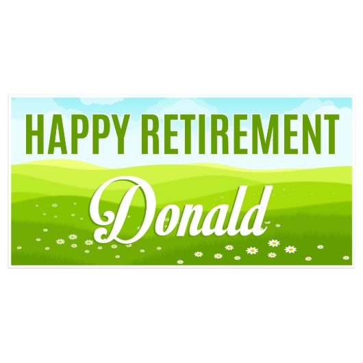 Green and Blue Happy Retirement Party Banner (Front)