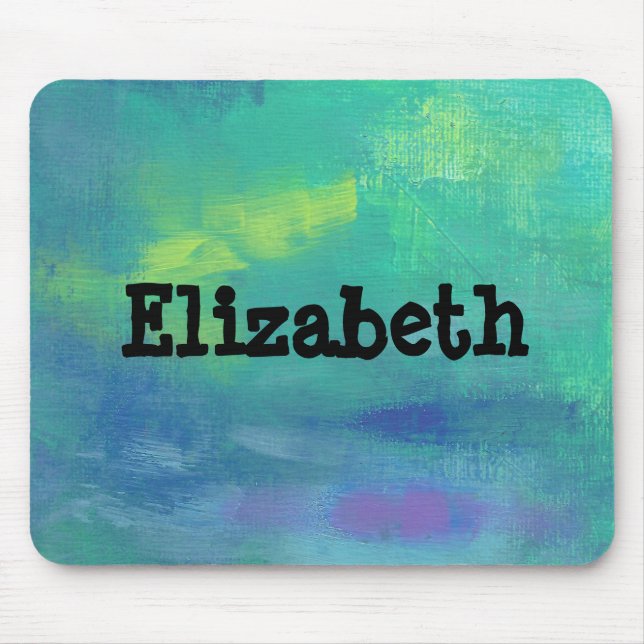 Green and Blue Impressionist Abstract Personalized Mouse Pad (Front)