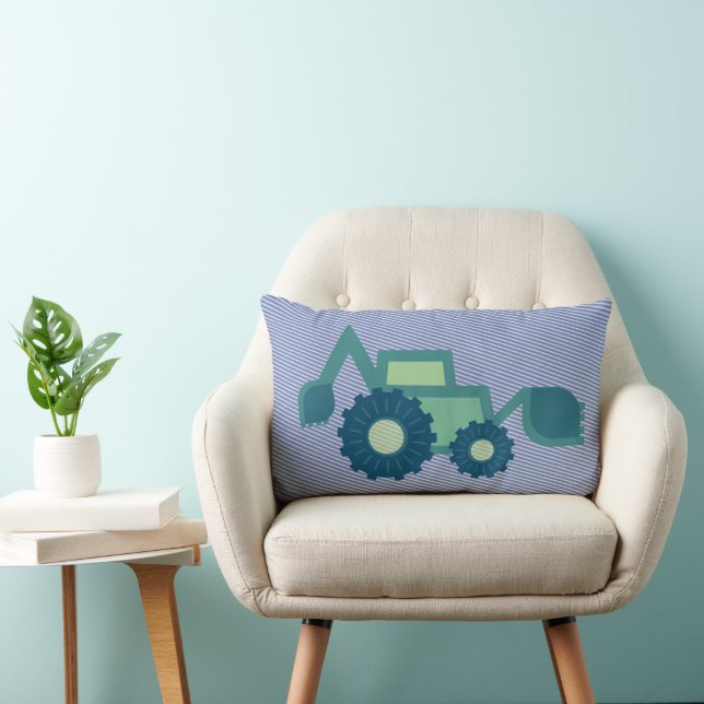Green and blue kid's digger lumbar pillow (Chair)