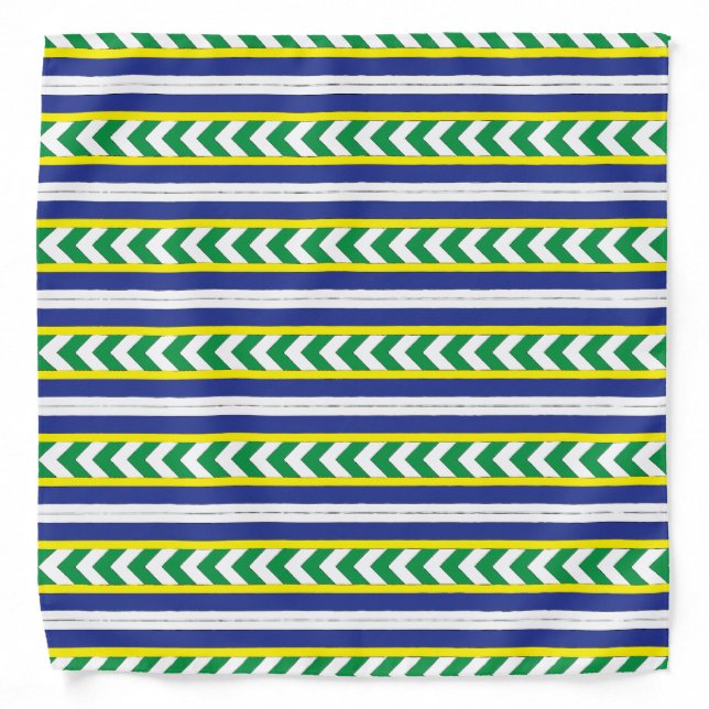 Green and blue Latvian Latgale Ethnic Folk art Bandana (Front)