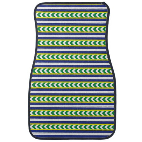 Green and blue Latvian Latgale Ethnic Folk art Car Floor Mat