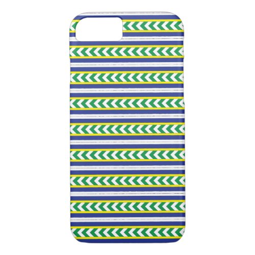 Green and blue Latvian Latgale Ethnic Folk art iPhone 87 Case