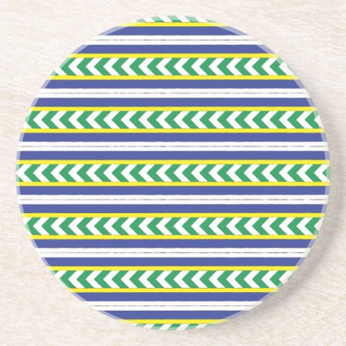 Green and blue Latvian Latgale Ethnic Folk art Coaster