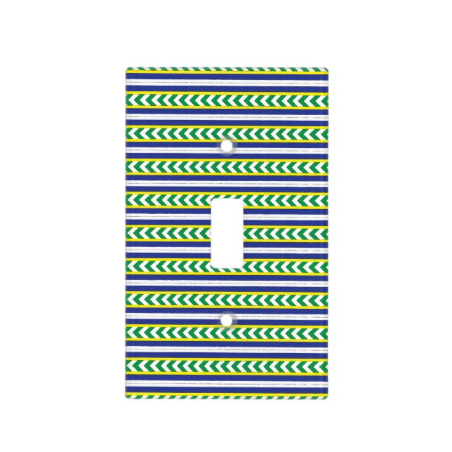 Green and blue Latvian Latgale Ethnic Folk art Light Switch Cover (Front)