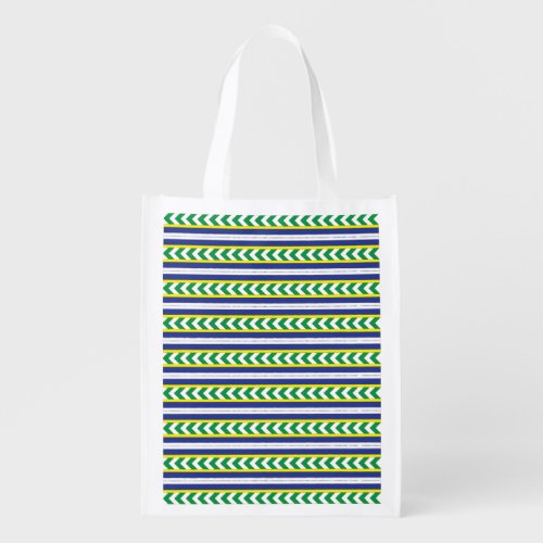 Green and blue Latvian Latgale Ethnic Folk art Reusable Grocery Bag