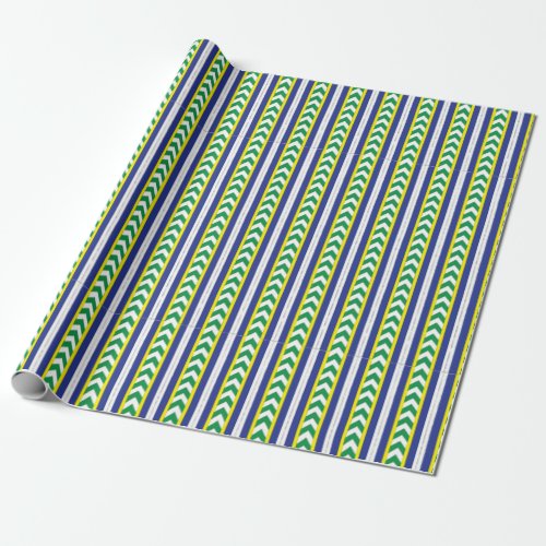 Green and blue Latvian Latgale Ethnic Folk art Wrapping Paper