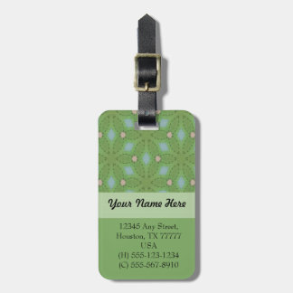 Green and Blue Leafy Pattern Luggage Tag