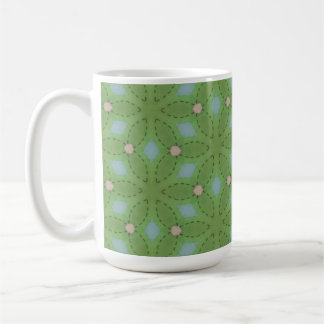 Green and Blue Leafy Pattern Mug