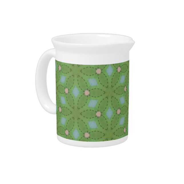 Green and Blue Leafy Pattern Pitcher (Left)