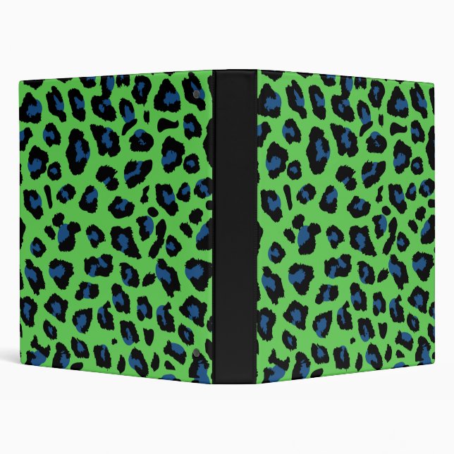 Green and Blue Leopard Print 1" Inch 3 Ring Binder (Background)