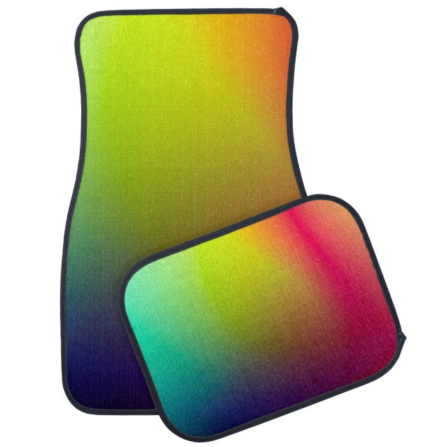 GREEN AND BLUE LIGHT ILLUSTRATION CAR FLOOR MAT (Set)