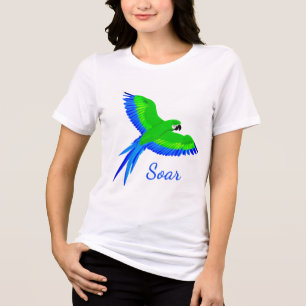 Green and Blue Macaw in Flight  Tri-Blend Shirt