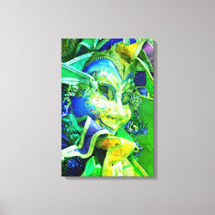 Green and Blue Mardi Gras Mask Canvas Print
