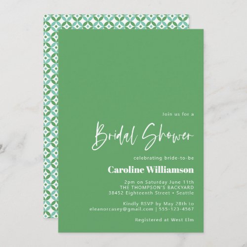 Green and Blue Mid Mod Geometric Bridal Shower  Invitation