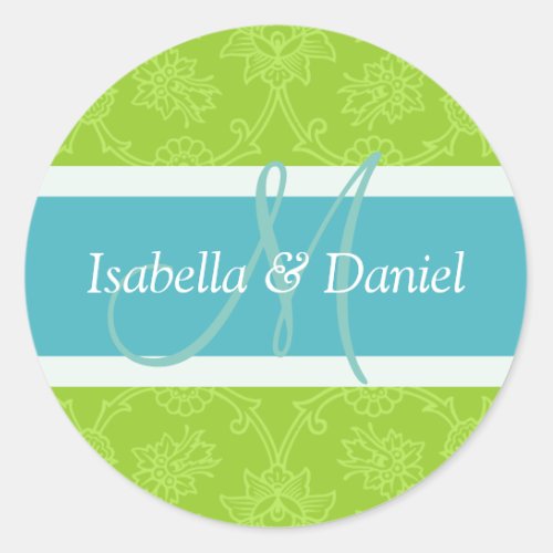 Green And Blue Monogram Seal Stickers