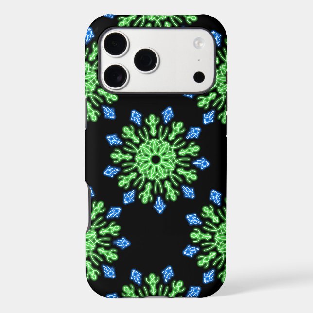 Green and blue neon flower Case-Mate iPhone case (Back)