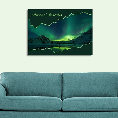 Green and Blue Northern Lights Ripped Frame Photo Poster