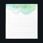 Green and Blue Ombre Watercolor To-Do List Notepad<br><div class="desc">Keep track of your to-do list with this personalized notepad. The design features a green and blue ombre watercolor at the top,  a customizable header that reads "Get it Done",  beneath you can add your name and 12 lines to add your tasks and check them off.</div>