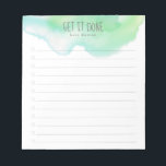 Green and Blue Ombre Watercolor To-Do List Notepad<br><div class="desc">Keep track of your to-do list with this personalized notepad. The design features a green and blue ombre watercolor at the top,  a customizable header that reads "Get it Done",  beneath you can add your name and 12 lines to add your tasks and check them off.</div>