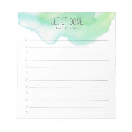 Green and Blue Ombre Watercolor To_Do List Notepad