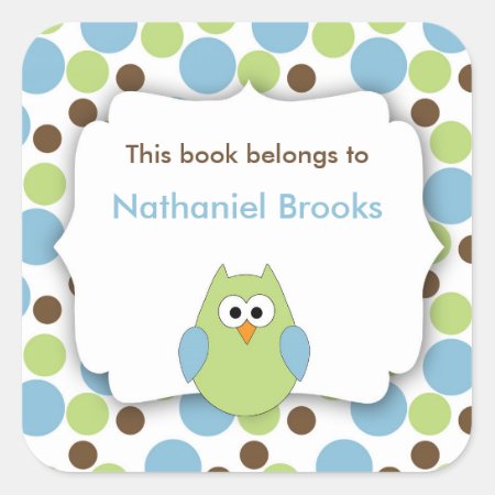 Green And Blue Owl Bookplates For Children