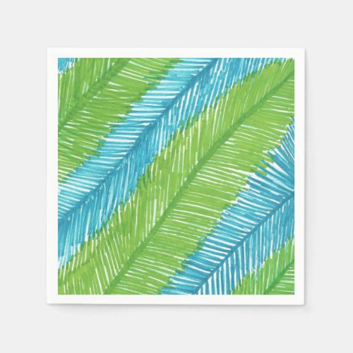 Green and Blue Palm Leaves Pattern Napkins