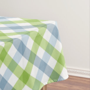 Green And Blue Pastel Plaid Tablecloth