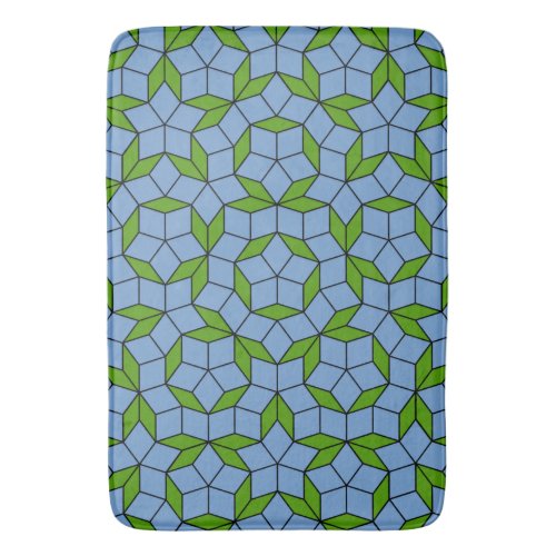 Green and Blue Penrose Rhombus Pattern Bath Mat