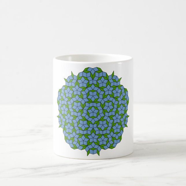 Green and Blue Penrose Rhombus Pattern Coffee Mug (Center)