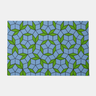 Green and Blue Penrose Rhombus Pattern Doormat