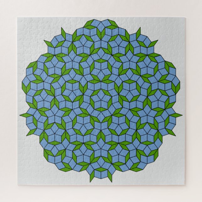 Green and Blue Penrose Rhombus Pattern Jigsaw Puzzle (Vertical)