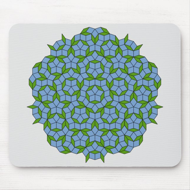 Green and Blue Penrose Rhombus Pattern Mouse Pad (Front)